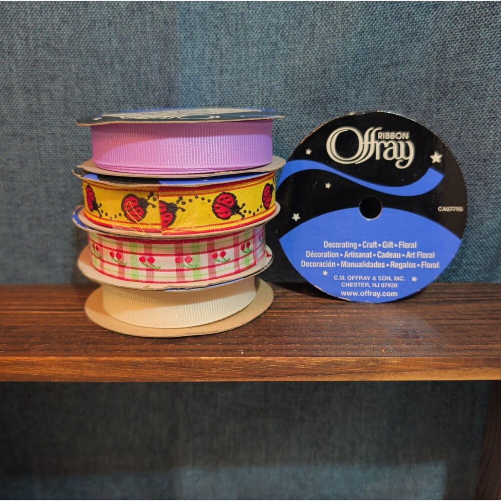 Offray Ribbon Lot 5 Ladybug Cherry Solid Spring Craft Destash - Picture 6 of 16